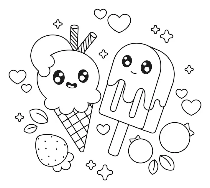 Dessin de glaces kawaii
