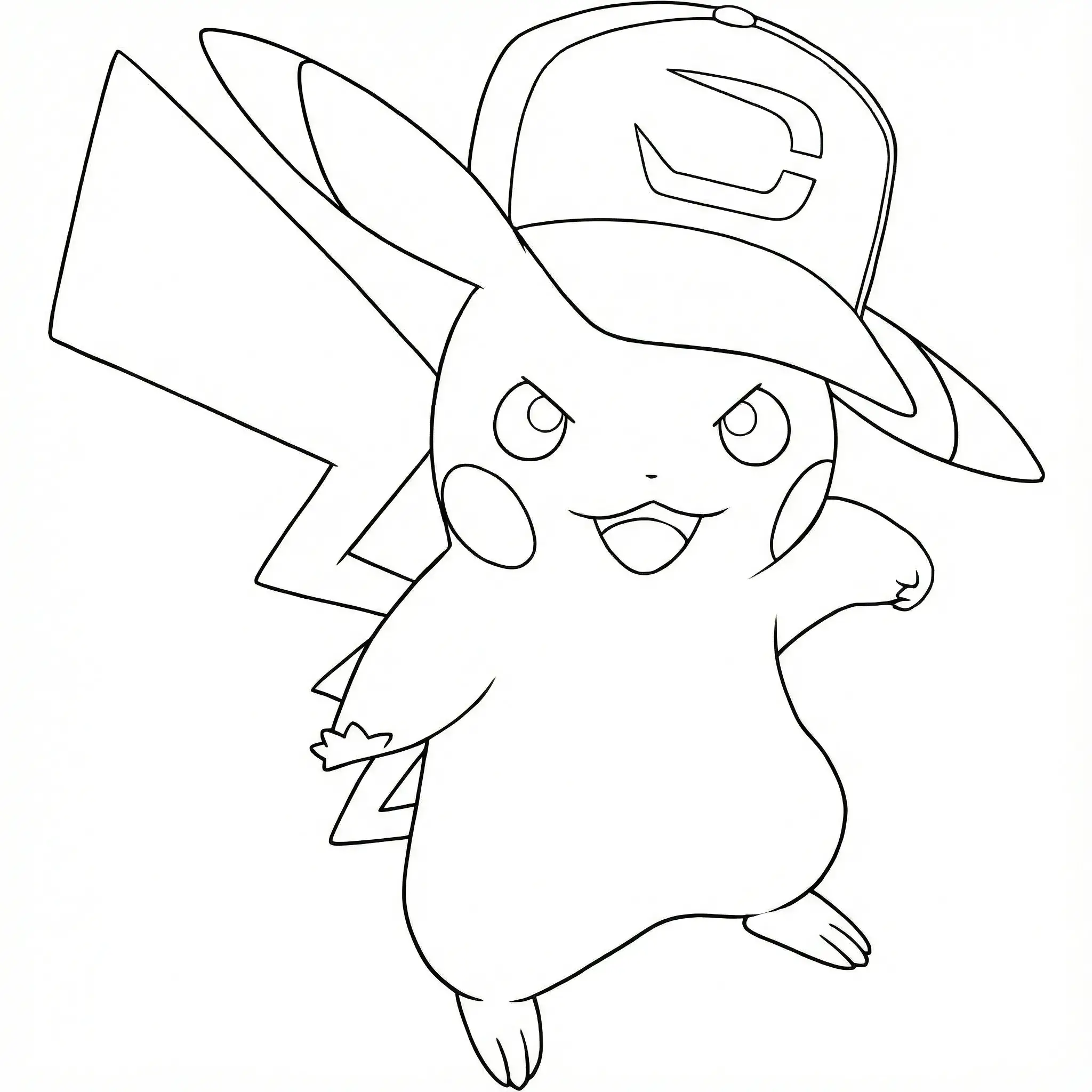Coloriage Pikachu Casquette Partenaire