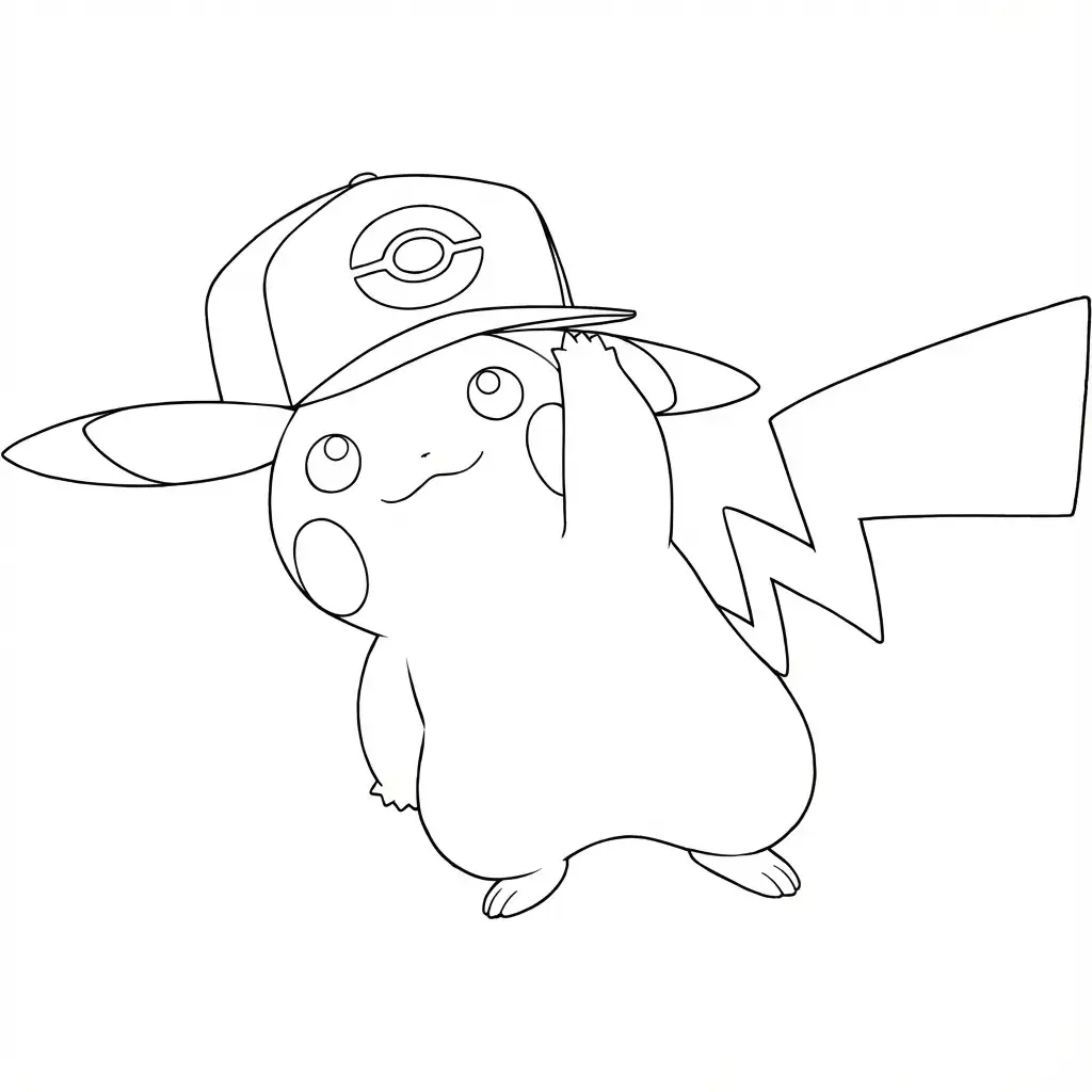 Coloriage Pikachu Casquette Unys